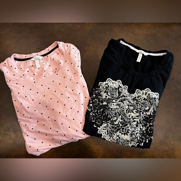 Soma Other - Soma Bundle 2 Sleep Shirts 3/4 Sleeve Pink w/ Black Polka Dot & Black w/ white